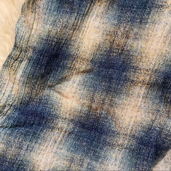 Anthropologie Maeve Blouse Cavalon Babydoll Peplum Flowy Plaid Blue XS - Picture 12 of 12